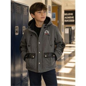 Enyce Kids 10 Hooded Jacket with Leather Accents Vintage Y2K pockets zip button